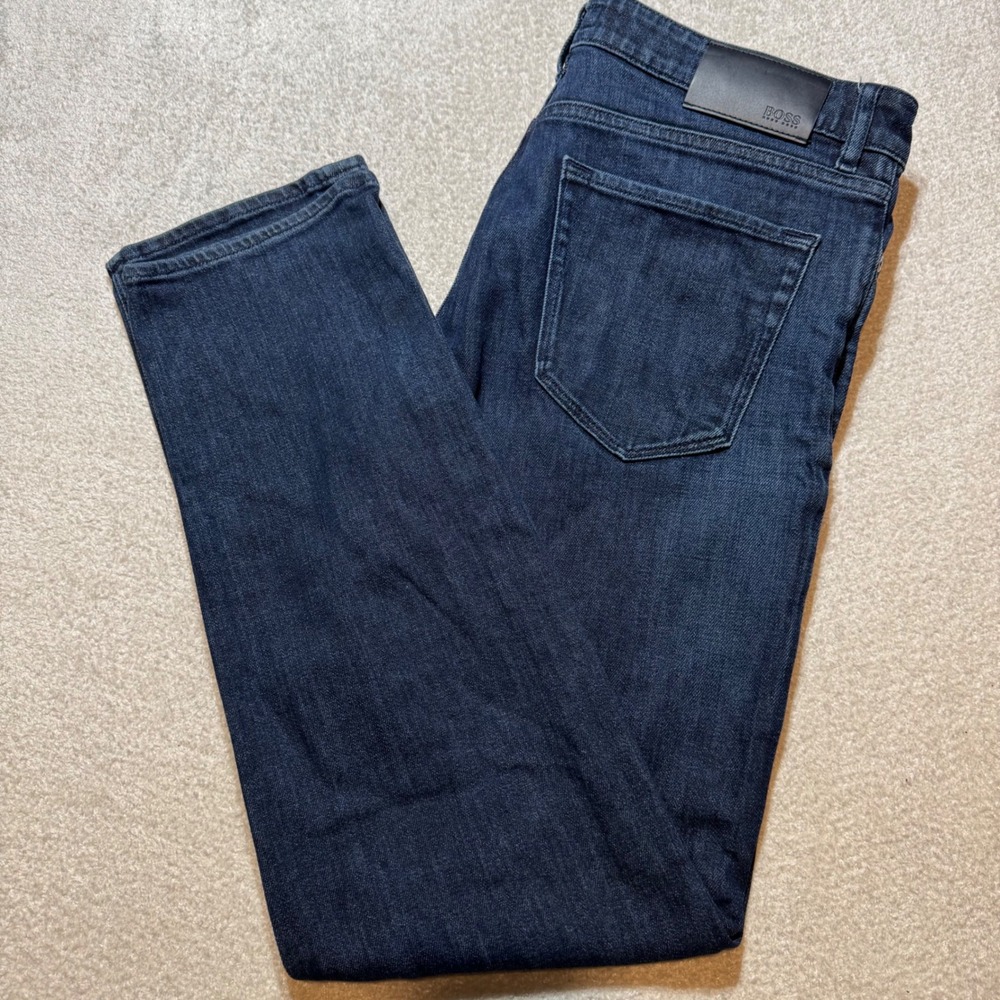 HUGO BOSS Maine3 Men's Jeans 34x32 Dark Blue Regular Straight Stretch Denim